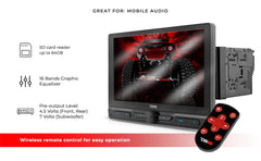 10.5" Floating Adjustable Modular Touchscreen Mechless Single-DIN Head Unit with Bluetooth, Mirror Link and USB - DS18