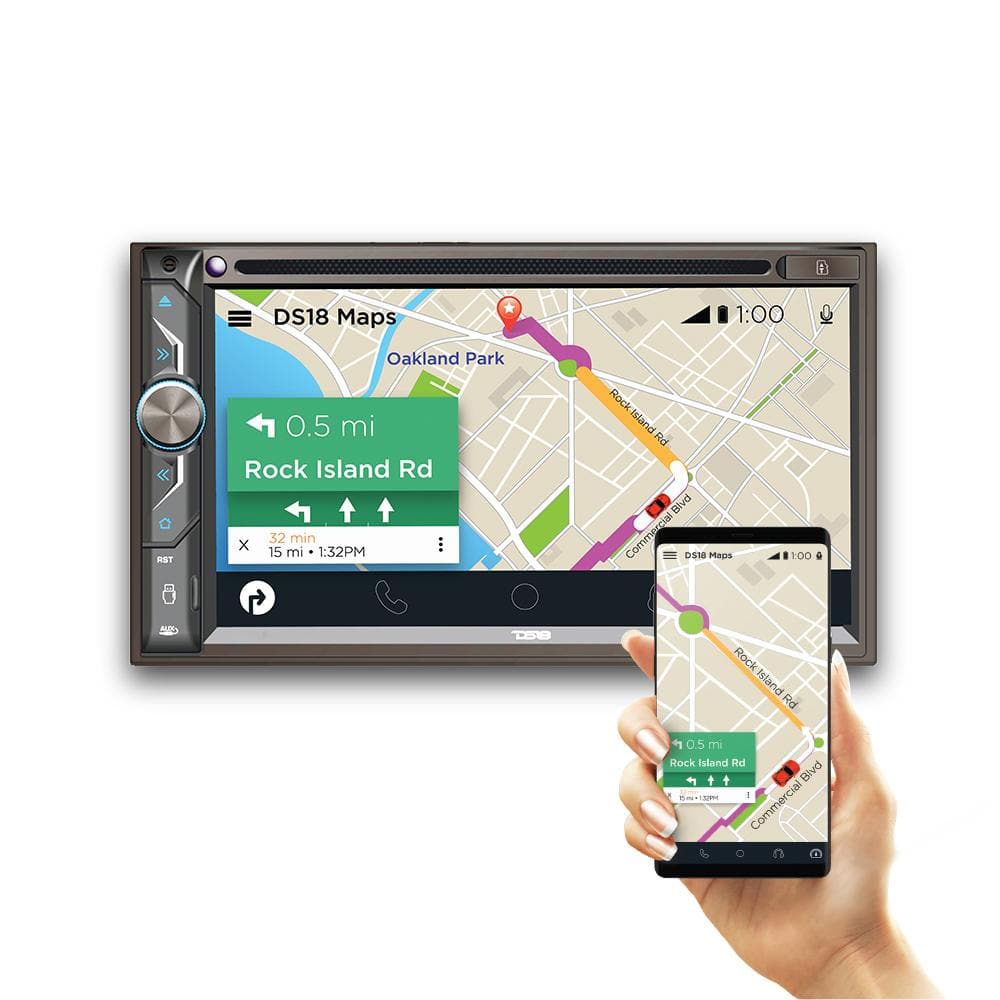 6.9" Touchscreen Double-DIN Headunit with DVD, Bluetooth, USB and Mirror Link - DS18
