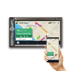 6.9" Touchscreen Mechless Double-DIN Headunit with Bluetooth, USB and Mirror Link - DS18