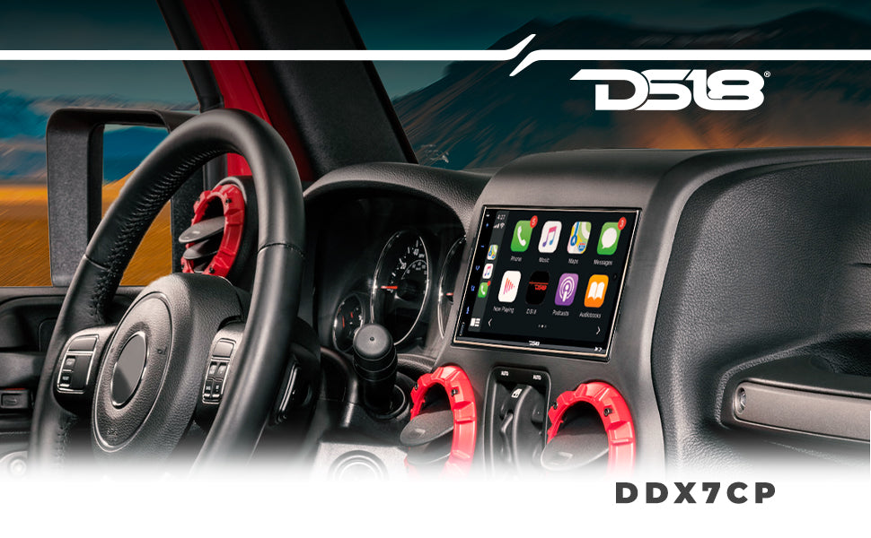 7" Touchscreen Mechless Double-DIN Headunit with Bluetooth, USB, Mirror Link And Car play - DS18