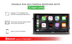 7" Touchscreen Mechless Double-DIN Headunit with Bluetooth, USB, Mirror Link And Car play - DS18