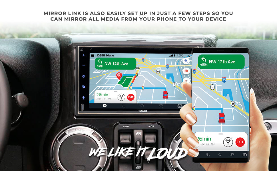 7" Touchscreen Mechless Double-DIN Headunit with Bluetooth, USB, Mirror Link And Car play - DS18