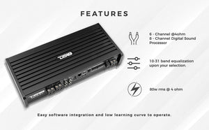 DS18 DSP8.6iA 6-Channel Car Amplifier with 8-Channel Digital Sound Processor - DS18