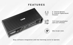 DS18 DSP8.6iA 6-Channel Car Amplifier with 8-Channel Digital Sound Processor - DS18
