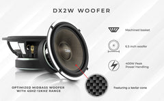 DX 6.5" 2- Way Component Speaker System With Kevlar Cone 230 Watts Rms 4-Ohm - DS18