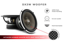 DX 6.5" 3- Way Component Speaker System With Kevlar Cone 290 Watts Rms 4-Ohm - DS18
