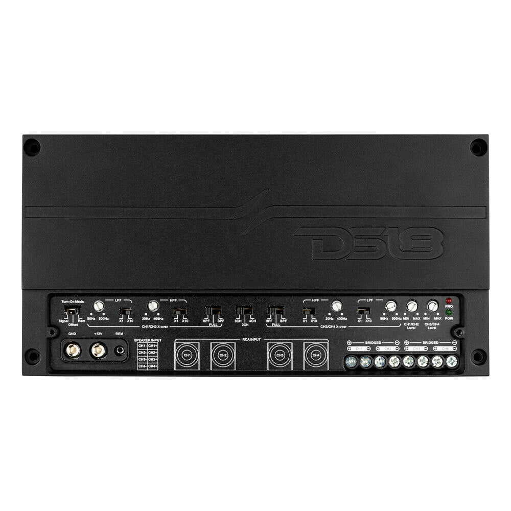 Deluxe 4-Channel Compact Class D Amplifier 4 X 150 Watts Rms @ 4-Ohm - DS18