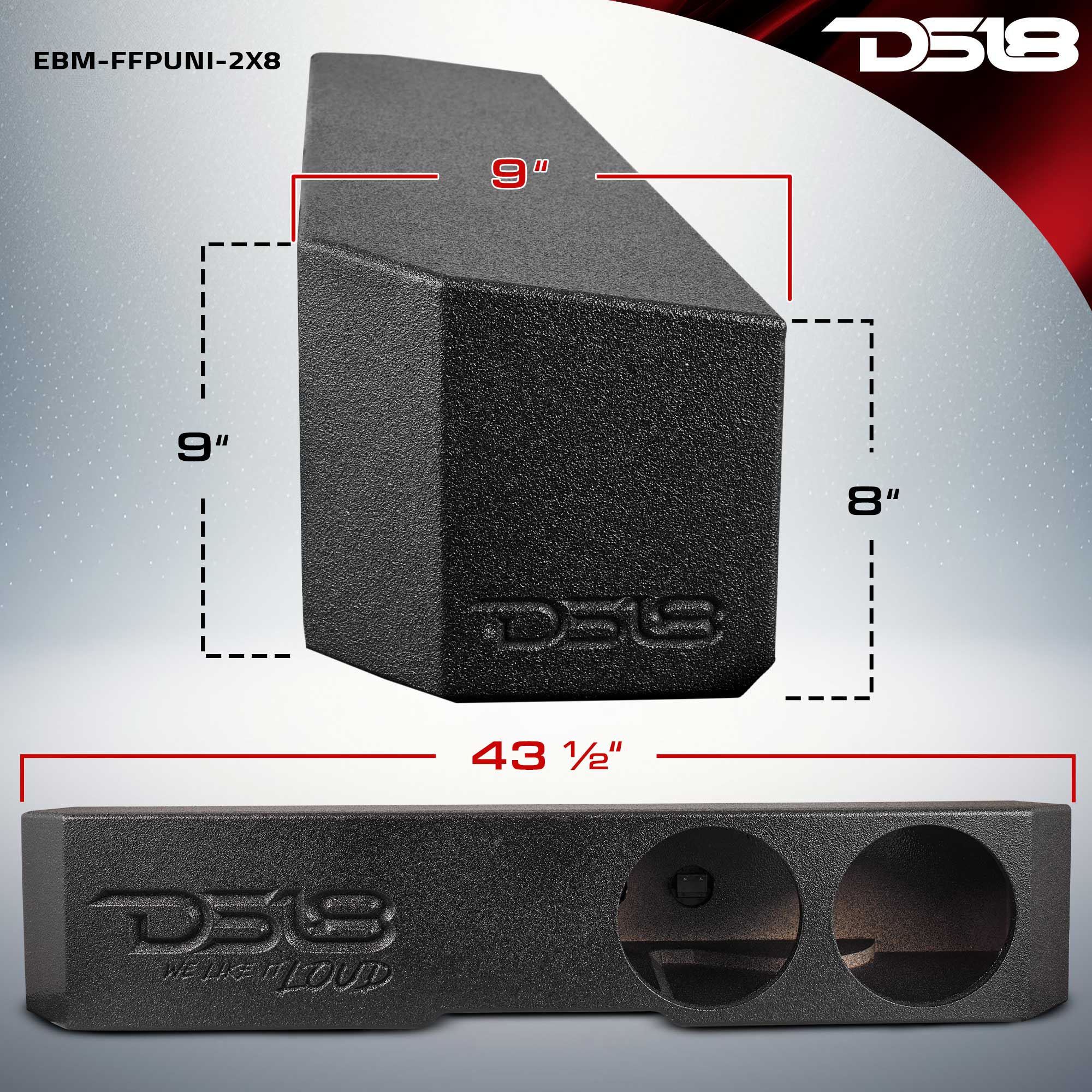 Subwoofer Enclosure for Dual 8" Subwoofers, Under Rear Seat Front-Fire Ported Box for Trucks - DS18