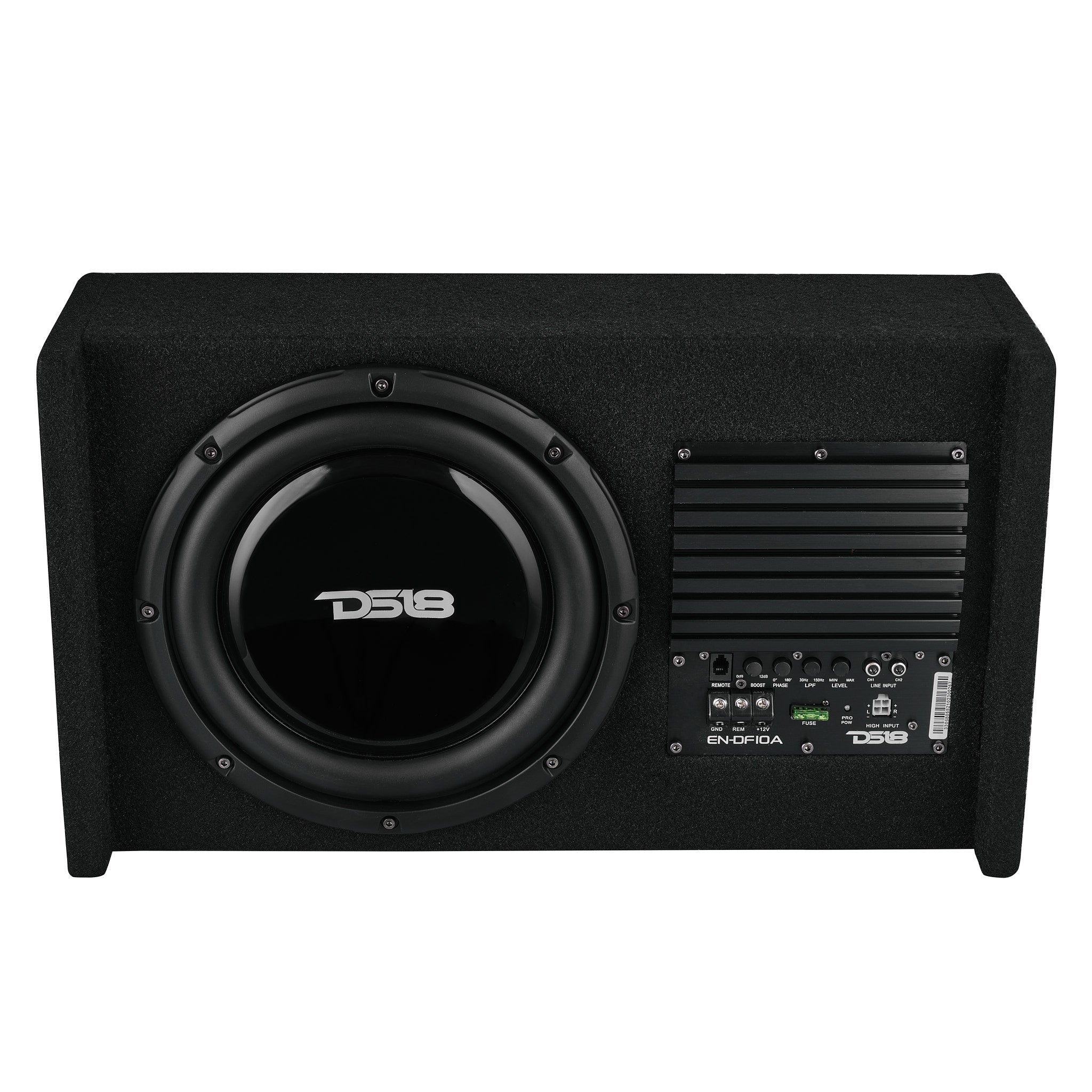 10" Loaded Amplified Shallow Down Fire Subwoofer Enclosure 250 Watts Rms - DS18
