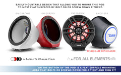 6.5” Universal Flat Mount Kick Panel Speaker Pod – Jet Skis, Jeeps, Motorcycles – RGB LED Lights - DS18
