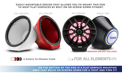 8” Universal Flat Mount Kick Panel Speaker Pod – Jet Skis, Jeeps, Motorcycles – RGB LED Lights - DS18