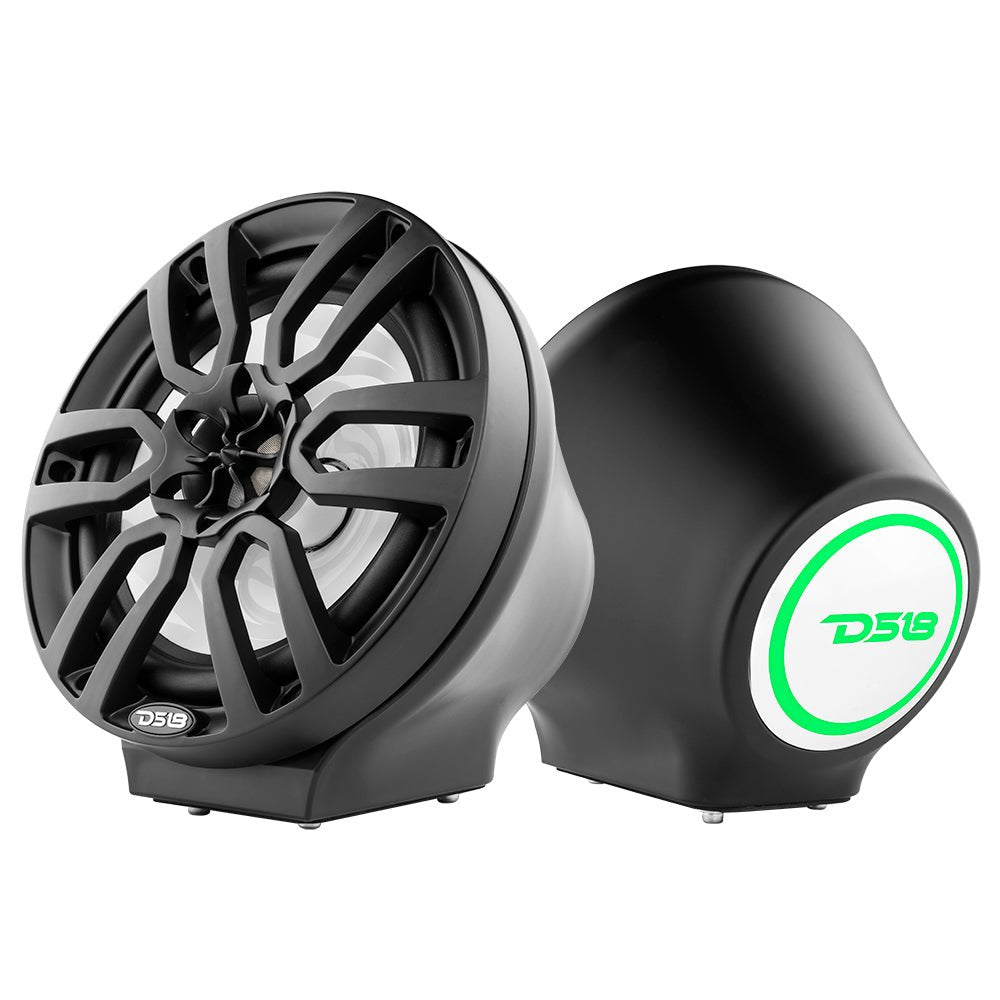8” Universal Flat Mount Kick Panel Speaker Pod – Jet Skis, Jeeps, Motorcycles – RGB LED Lights - DS18