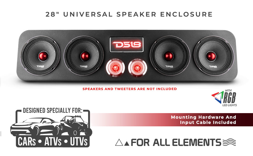 28" High Density ABS Universal Enclosure 4 x 5.25" and 2 x 2.3" Tweeters (Speakers Not Included) - DS18