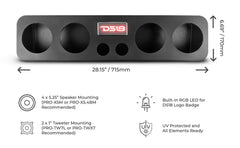28" High Density ABS Universal Enclosure 4 x 5.25" and 2 x 2.3" Tweeters (Speakers Not Included) - DS18
