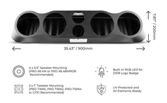 35" High Density ABS Universal Speakers Enclosure 4 X 6.5" and 2 x 3" Tweeters - Multi-Application Design for Cars, Trucks