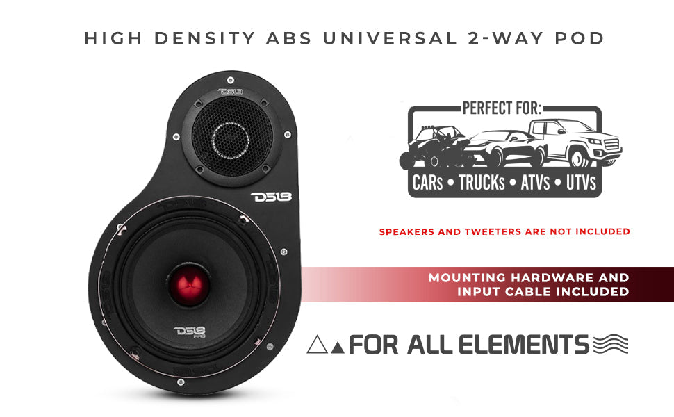 High Density Abs 2-Way Universal Pod 1 X 6.5" Loudspeaker and 1 x 1.5" Tweeter - DS18