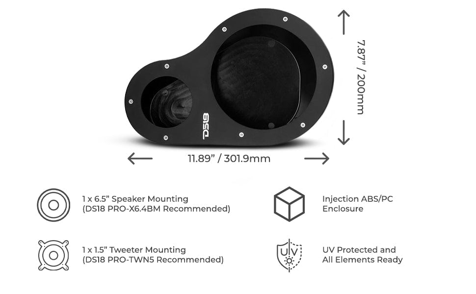 High Density Abs 2-Way Universal Pod 1 X 6.5" Loudspeaker and 1 x 1.5" Tweeter - DS18