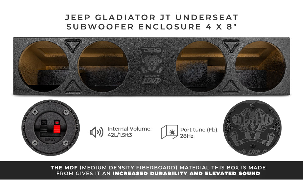 Jeep Gladiator JT Underseat Subwoofer Enclosure 4 x 8" - DS18
