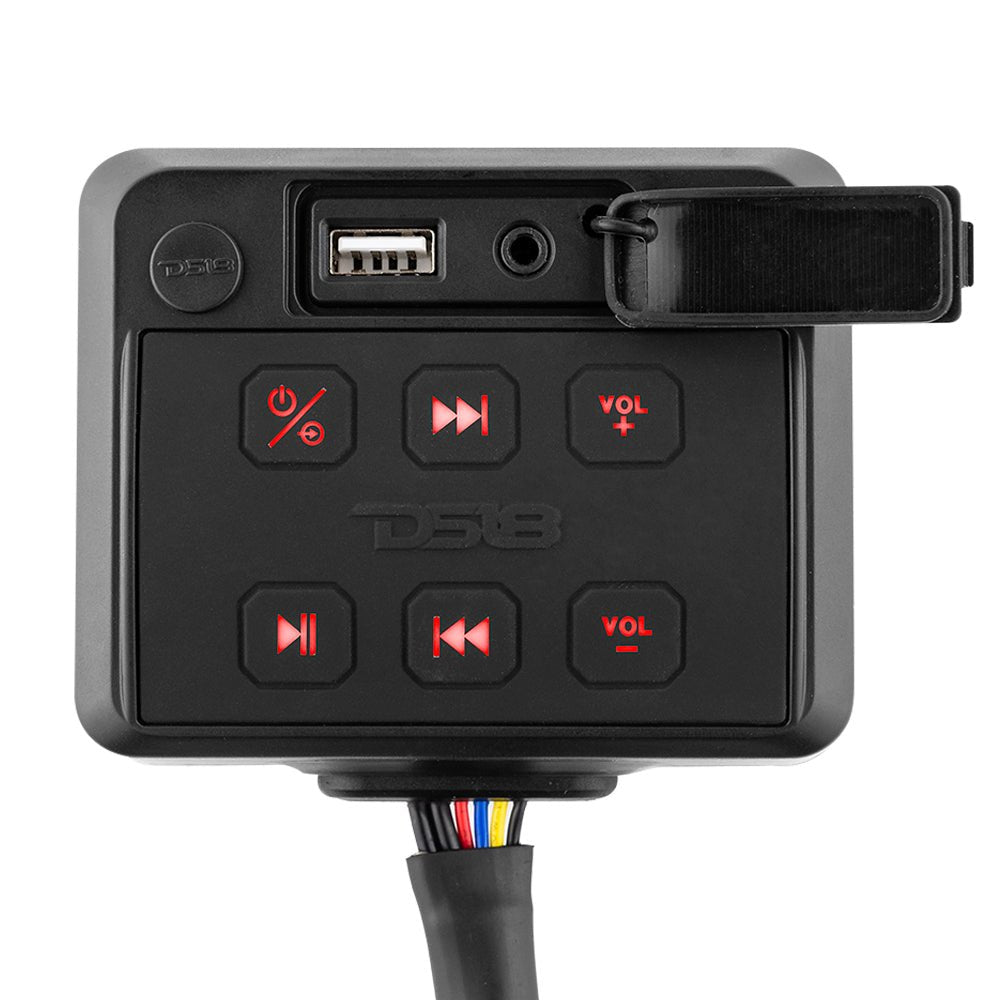 Marine And Powersports Waterproof Receiver Enclosure with Bluetooth, AUX Input, USB Player and Controls - DS18