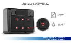 Marine And Powersports Waterproof Receiver Enclosure with Bluetooth, AUX Input, USB Player and Controls - DS18