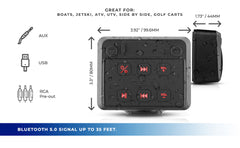 Marine And Powersports Waterproof Receiver Enclosure with Bluetooth, AUX Input, USB Player and Controls - DS18