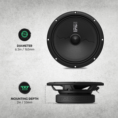EPICPRO6S 6.5" Slim Midrange Speakers, 200W RMS, 4 Ohms (Pair)