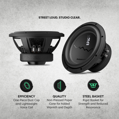 EPICX Series 10" Dual Voice Coil Subwoofer, 500W RMS, Dual 2/4 Ohms
