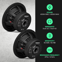 EPICX Series 8" Dual Voice Coil Subwoofer, 400W RMS, Dual 2/4 Ohms