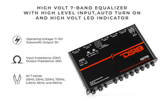 High Volt 7-Band Equalizer with High Level Input, Auto Turn On And High Volt LED Indicator - DS18