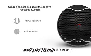 EXL 4" 2-Way Coaxial Speaker with Fiber Glass Cone | 60W RMS 3-Ohm - DS18