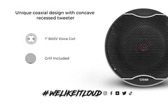 EXL 5.25" 2-Way Coaxial Speaker with Fiber Glass Cone | 80W RMS 3-Ohm - DS18