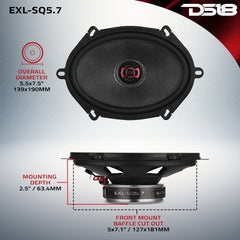 EXL 5x7" 2-Way Coaxial Speaker | 120W RMS 3-Ohm - DS18
