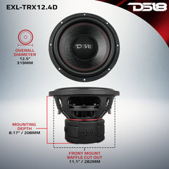 EXL 12” Subwoofer Triple Stack with Reinforced Cone 2000 Watts RMS 3” Dvc 4-Ohm - DS18