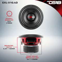 EXL-X 10" Subwoofer 850 Watts Rms DVC 4-Ohms - DS18