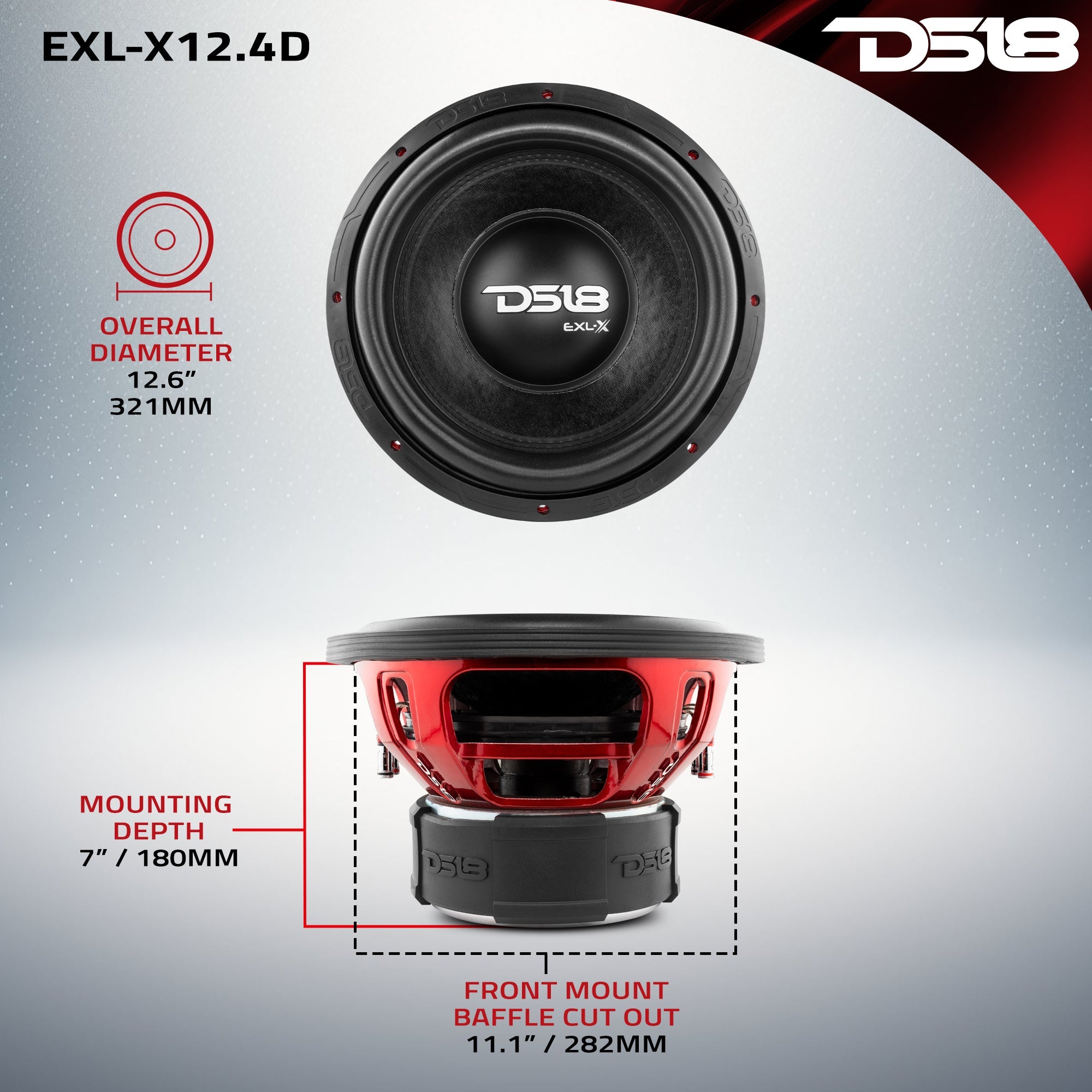 EXL-X 12" Subwoofer 1250 Watts Rms DVC 4-Ohms - DS18