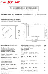 EXL-X 15" Subwoofer 1250 Watts Rms DVC 4-Ohms - DS18