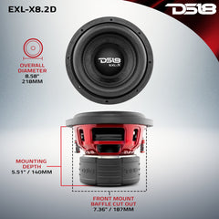 EXL-X 8" Subwoofer 600 Watts Rms DVC 2-Ohms - DS18