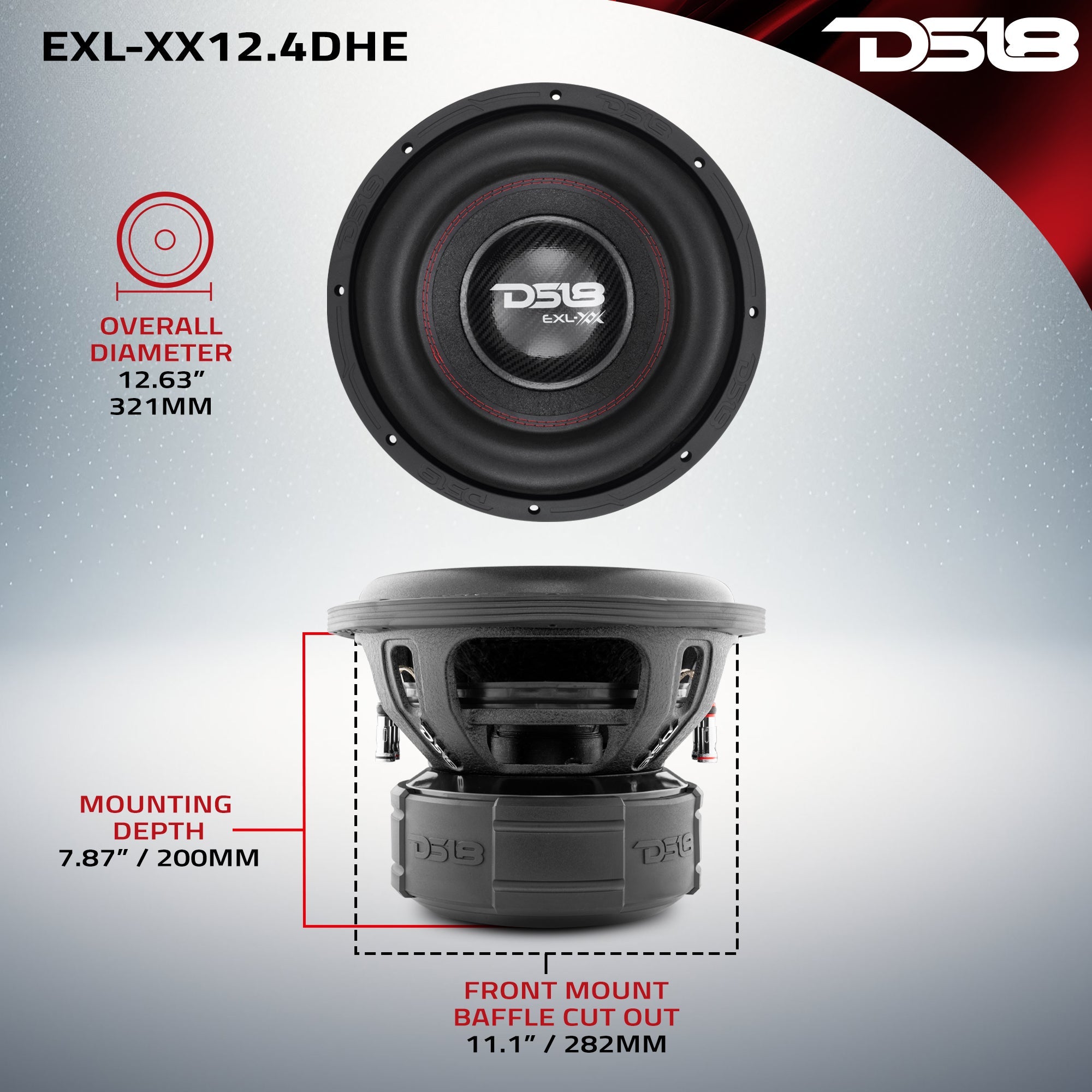 EXL XX 12" High Excursion Subwoofer 2000 Watts Rms DVC 4-Ohm - DS18