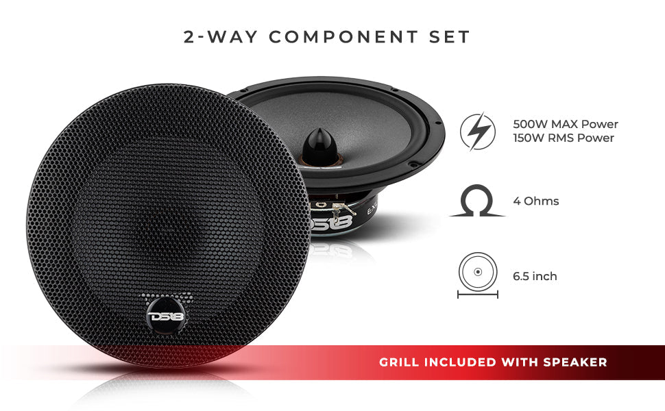 EXL 6.5" 2-Way Component Speaker System | 150W RMS 4-Ohm - DS18