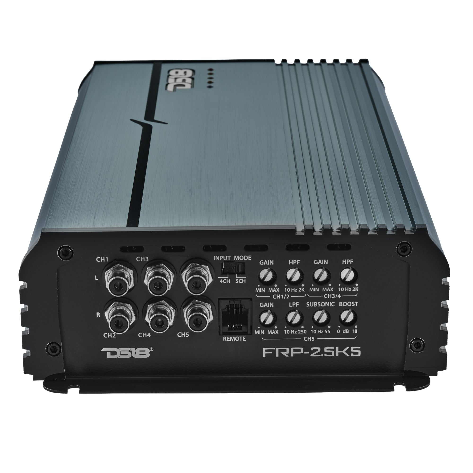 FRP Compact Full-Range Class D 5-Channel Amplifier – 250W x 4 + 1,200W Subwoofer Output - DS18