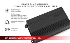 GEN-X Class D 1-Channel Amplifier | 600W RMS @ 1-Ohm - DS18