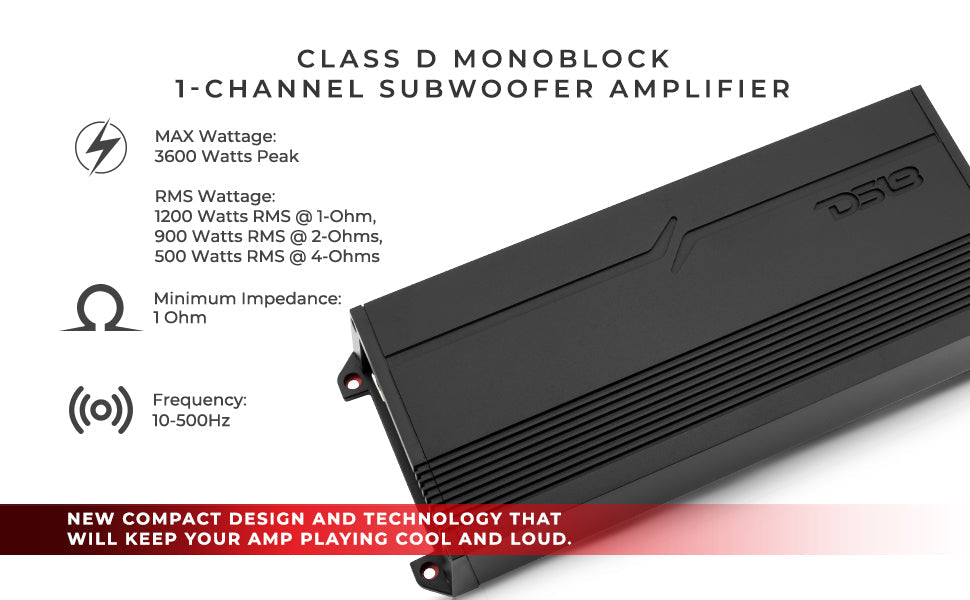 GEN-X Class D 1-Channel Amplifier | 1200W RMS @ 1-Ohm - DS18