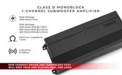 GEN-X Class D 1-Channel Amplifier | 1200W RMS @ 1-Ohm - DS18
