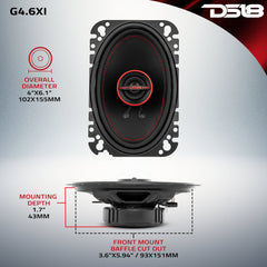 GEN-X 4x6 2-Way Coaxial Speakers 45 Watts Rms 4-Ohm - DS18