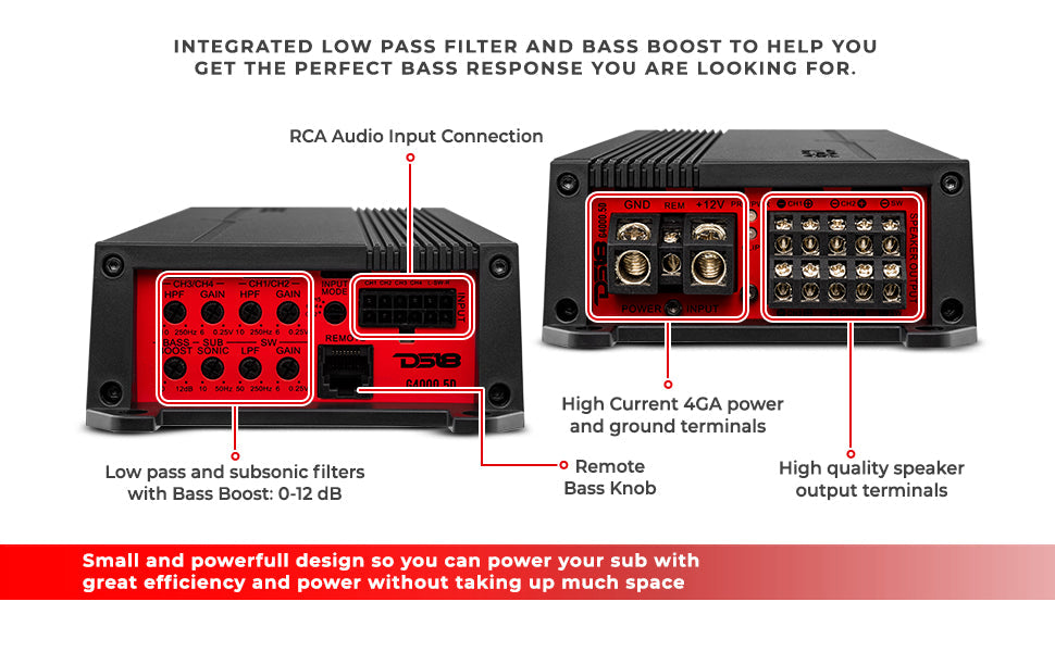 GEN-X 5-Channel Class D Amplifier | 4 x 130W RMS @ 4-Ohm + 1 x 900W RMS @ 1-Ohm - DS18