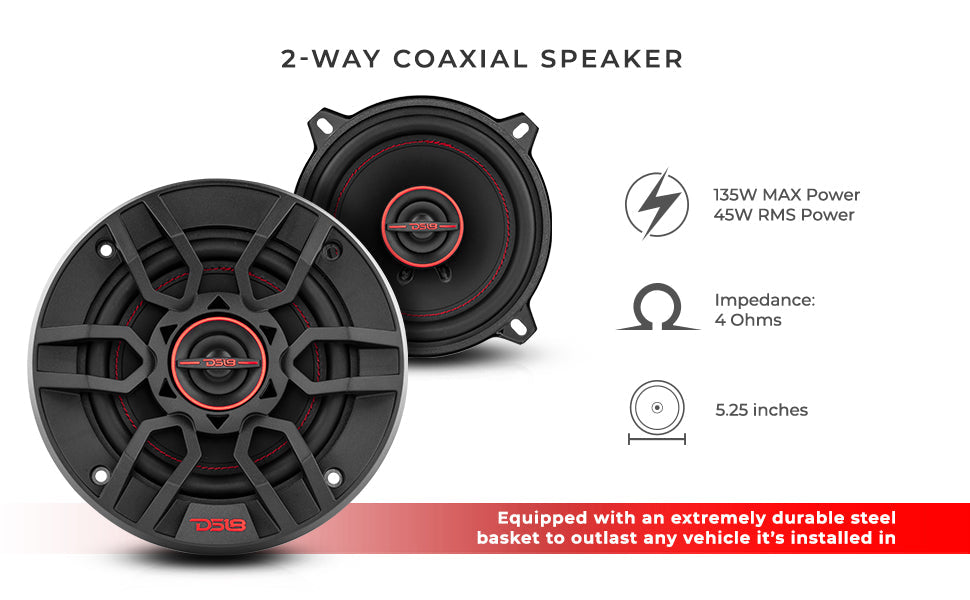 GEN-X 5.25" 2-Way Coaxial Speakers 45 Watts Rms 4-Ohm - DS18