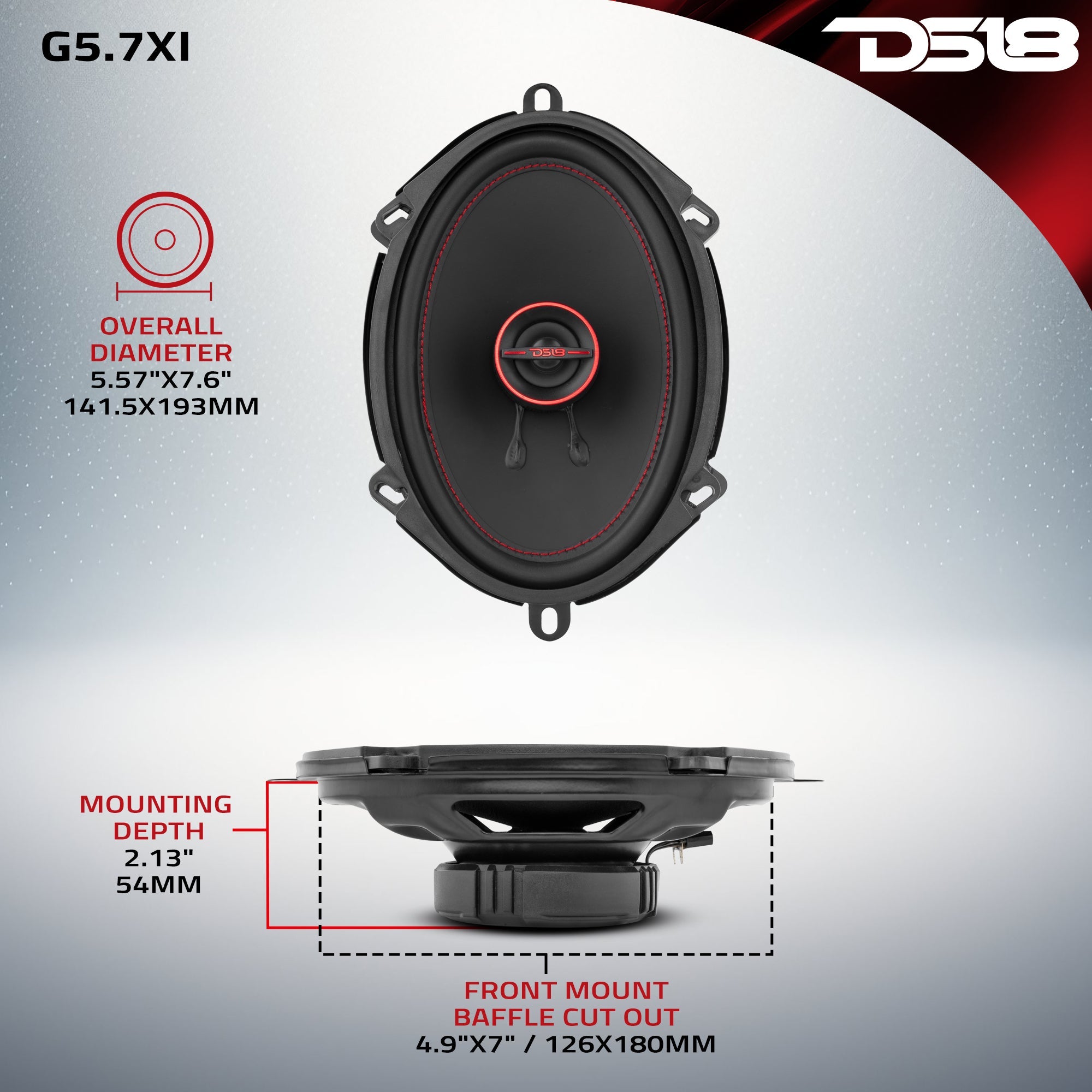 GEN-X 5x7" 2-Way Coaxial Speakers 50 Watts Rms 4-Ohm - DS18