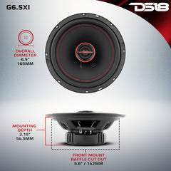 GEN-X 6.5" 2-Way Coaxial Speakers 50 Watts Rms 4-Ohm - DS18