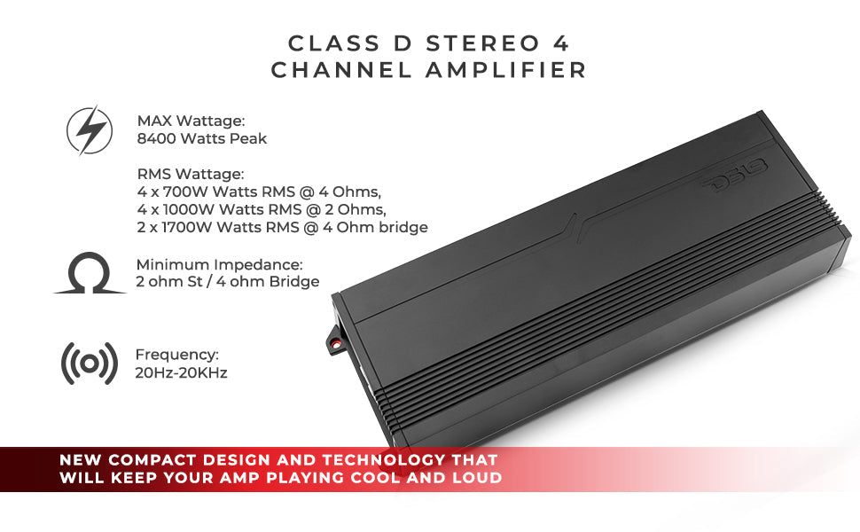 GEN-X Full-Range Class D 4-Channel Amplifier | 4 x 700W RMS @ 4-Ohm - DS18