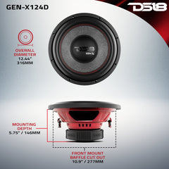 GEN-X 12" Subwoofer 450 Watts Rms DVC 4-Ohm - DS18